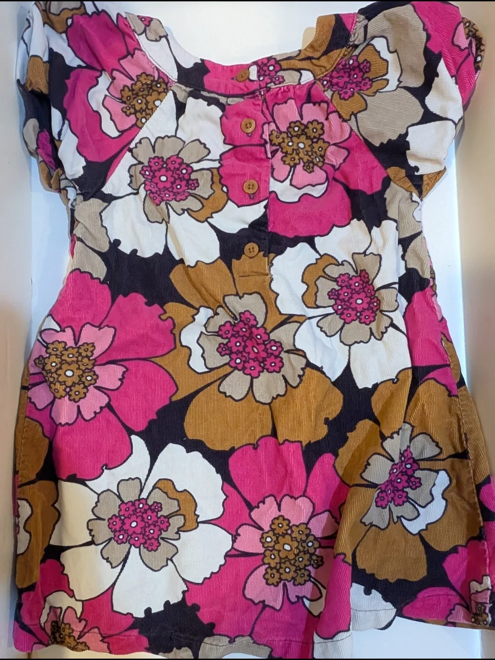 Carter's Corduroy Dress 3T, Pink Brown Retro Floral Print